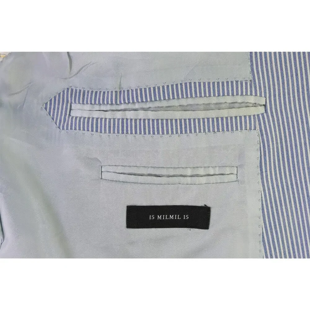 Ermenegildo Zegna Su Misura Blue White Striped 150s Wool 2-Btn Blazer Jacket 46R